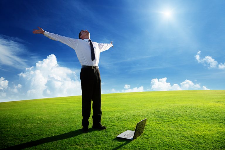 professional man open arms daytime