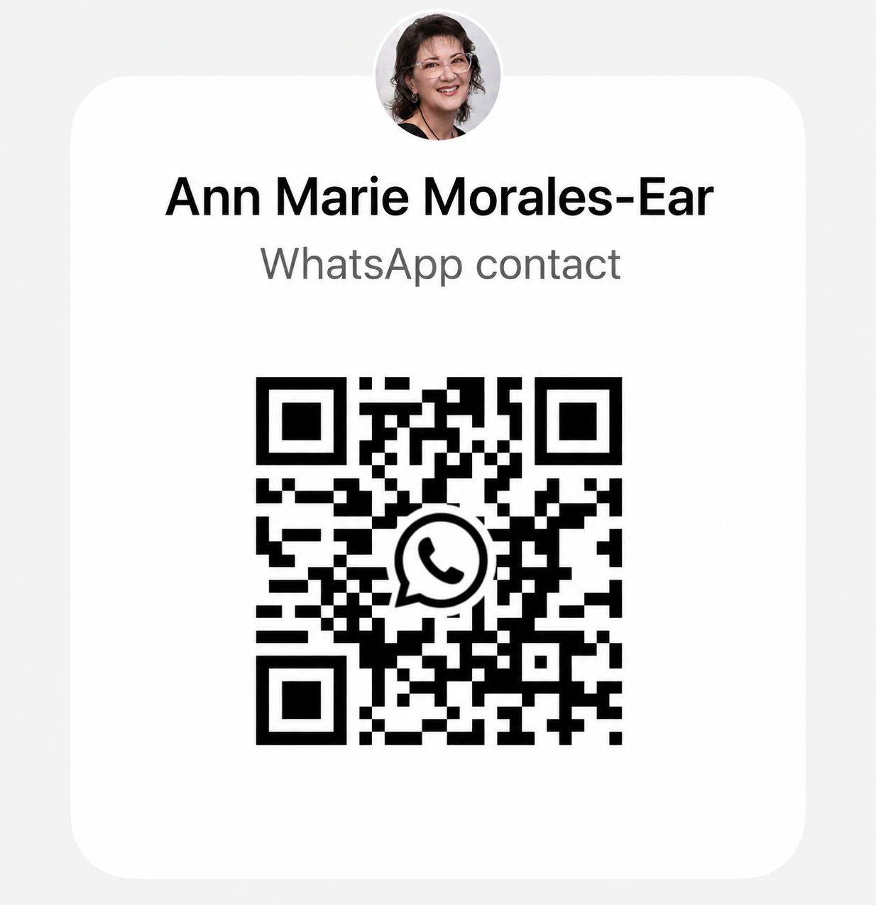 WhatsApp QR code for Ann Marie Morales-Ear and IIH Community Support Groups
